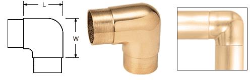 CRL Polished Brass Sharp Radius 90&#186; Corner for 2" (50.8 mm) Tubing