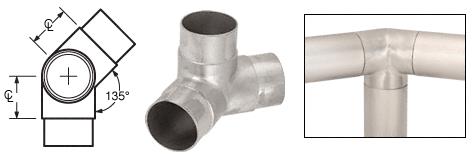 CRL Brushed Stainless 135&#186; Side Outlet Elbow for 2" (50.8 mm) Tubing
