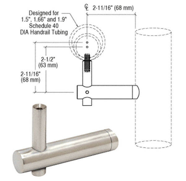CRL Brushed Stainless No Saddle Post Mounted Hand Railing Bracket