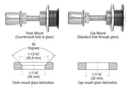 CRL Polished Stainless Steel Finish Rigid Combination Fastener for 1/2" (12 mm)  to 1-1/16" (27 mm) Glass