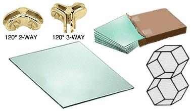 CRL 2 Cube Hexagon Tempered Glass Displayer with Brass Connectors