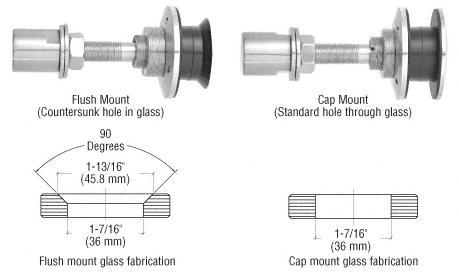 CRL Polished Stainless Steel Swivel Combination Fastener for 1/2" (12 mm) - 1-1/16" (27 mm) Glass