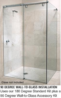 CRL Polished Chrome Hydroslide 90 Degree Wall-to-Glass Sliding Shower Door Accessory Kit