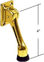 Bright Brass Finish Door Mounted 4" Kick-Down Door Holder