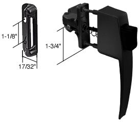 CRL Screen and Storm Door Latch, Push Button Type, Black, 1-3/4" Screw Holes