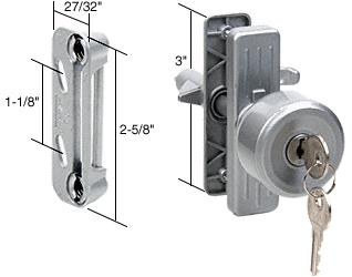 Keyed Aluminum Screen and Storm Door Knob Latch 3" Screw Holes