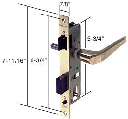 Brass Storm Door Mortise Lock; 6-3/4" Screw Holes