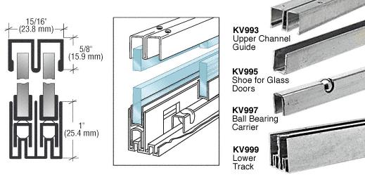 CRL 36" Double Showcase Sliding Track Ball Bearing Assembly