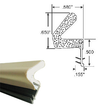 Weatherstrip, Kerf-Mounted, Foam Style, 82", Beige