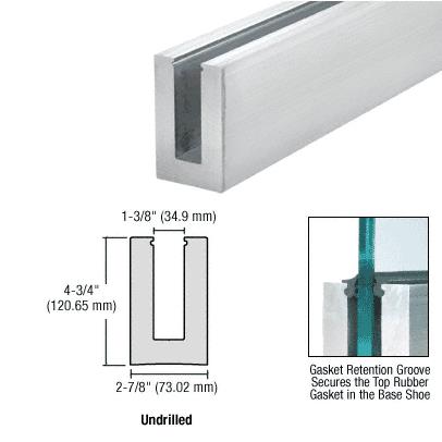 CRL Mill Aluminum L56 Series Standard Square Base Shoe Un-drilled for 9/16" Laminated Tempered Glass - 10 ft Long