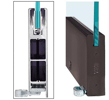 CRL Duranodic Bronze 10" Square Single Door Rail With Lock for 1/2" Glass - Custom Length
