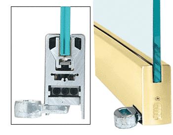 CRL Polished Brass 4" Offset Square Style Door Rail without Lock for 1/2" Glass - Custom Length