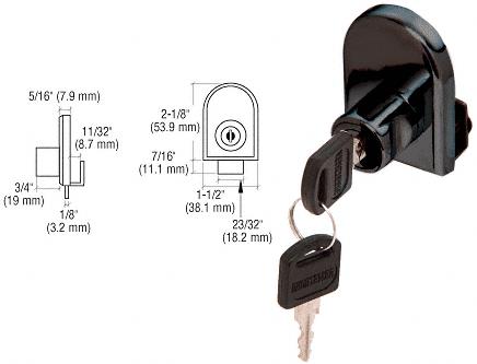 CRL Black Plated Cabinet Lock for Hinged Glass Doors
