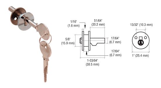 CRL Chrome Plated Lock for Cabinet Sliding Glass Doors