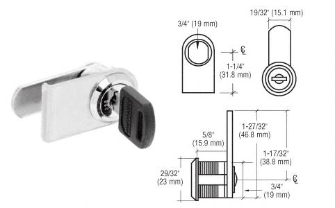CRL LH Chrome Plated Lock for Cabinet Swinging Glass Doors