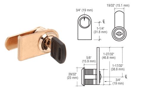 CRL LH Brass Plated Lock for Cabinet Swinging Glass Doors