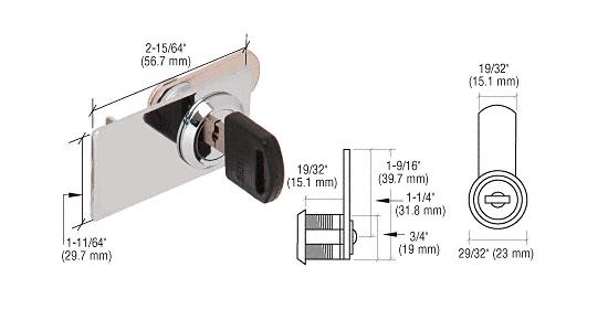 CRL Chrome Plated Lock for Cabinet Swinging Glass Doors