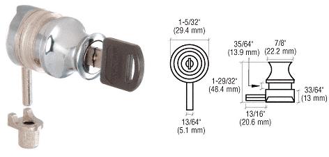 CRL Chrome Plated Plunger Lock for 3/8" Glass
