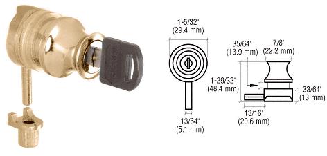 CRL Gold Plated Plunger Lock for 3/8" Glass