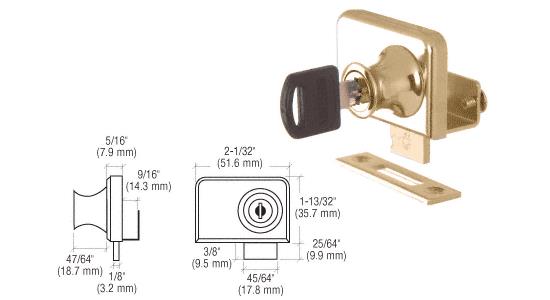 CRL Gold Plated Lock for 3/8" Double Glass Doors