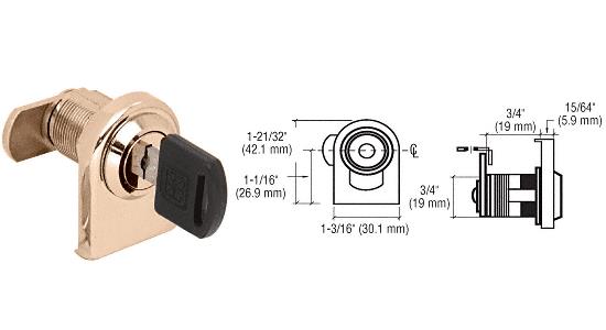 CRL Brass Plated Round Top Swinging Glass Door Lock