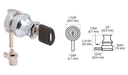 CRL Chrome Plated Cylinder Lock for 1/4" Glass Doors