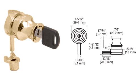 CRL Gold Plated Cylinder Lock for 1/4" Glass Doors