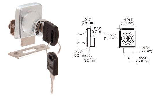 CRL Brushed Nickel Keyed Alike Lock for 1/4" Cabinet Glass Door - Keyed Alike