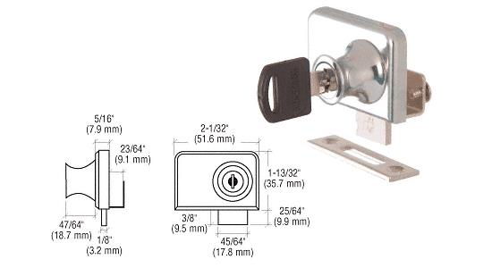 CRL Brushed Nickel Clamp-On Lock for 1/4" Double Glass Door