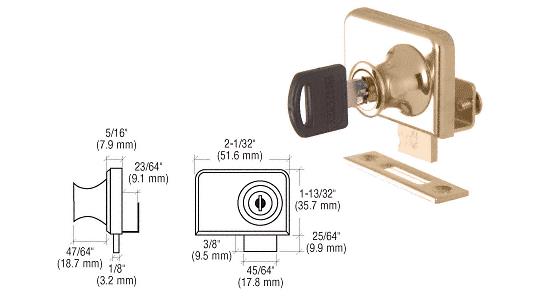 CRL Gold Plated Lock for 1/4" Double Glass Doors