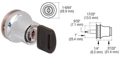 CRL Chrome Plated Lock for Cabinet Glass Doors