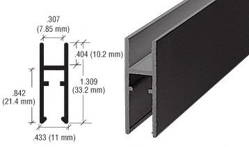 CRL Flat Black Aluminum LK610 "H" Bar - 12 ft long