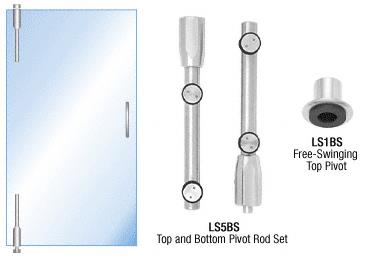 CRL Brushed Stainless Pivot Door System for Use With Free-Swinging Doors - Set