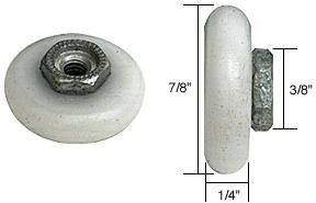7/8" Oval Edge Nylon B.B. Shower Door Roller with Threaded Hex Hub - Bulk