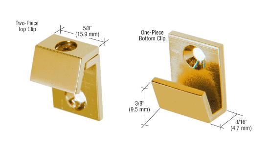 CRL Brass 5/8" Wide Beveled Mirror Clips - Set