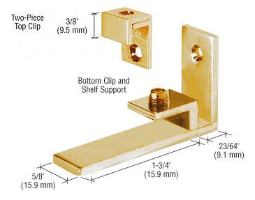 CRL Brass Combined Shelf Support and Mirror Clip - Set
