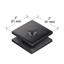 CRL Matte Black 2 in x 2 in Square Mall Front Glass Clamp