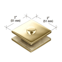 CRL Polished Brass 2 in x 2 in Square Mall Front Glass Clamp