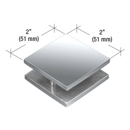 CRL Polished Stainless Steel 2 in x 2 in Square Smooth Face Mall Front Glass Clamp