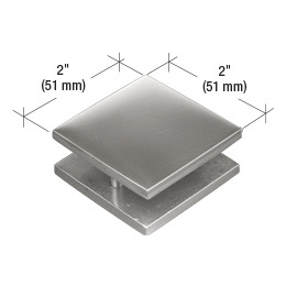 CRL Brushed Stainless Steel 2 in x 2 in Square Smooth Face Mall Front Glass Clamp