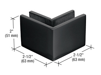 CRL Matte Black 2-1/2 in x 2 in 90 Degree Outside Square Mall Front Clamp
