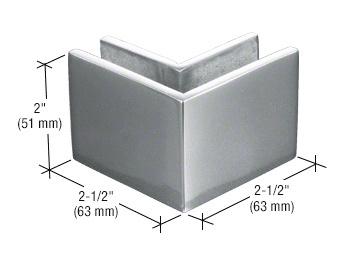 CRL Polished Stainless Steel 2-1/2 in x 2 in 90 Degree Outside Square Mall Front Clamp
