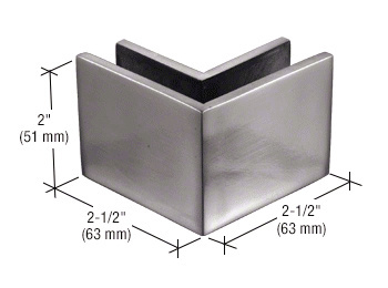 CRL Brushed Stainless Steel 2-1/2 in x 2 in 90 Degree Outside Square Mall Front Clamp