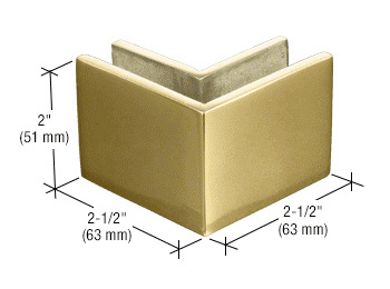 CRL Polished Brass 2-1/2 in x 2 in 90 Degree Outside Square Mall Front Clamp