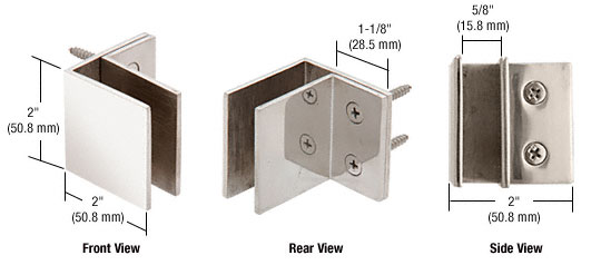 CRL Polished Stainless Wall Mount Square Mall Front Clamp