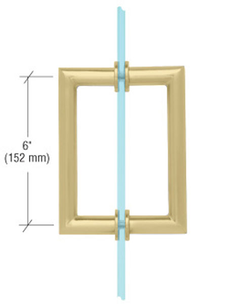 CRL Satin Brass 6" MT Series Round Tubing Mitered Corner Back-to-Back Pull Handle