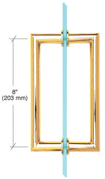 CRL Unlacquered Brass 8" MT Series Round Tubing Mitered Corner Back-to-Back Pull Handle