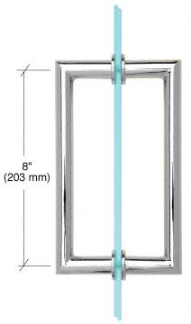 CRL Polished Chrome 8" MT Series Round Tubing Mitered Corner Back-to-Back Pull Handle