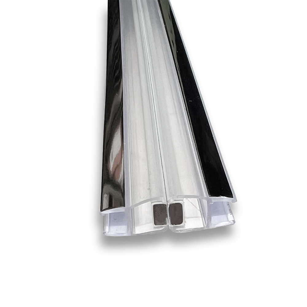 Gordon Glass&#174; Universal 180 Degree Shower Door Magnetic Seal with Chrome Trim Accent for 3/16" and 1/4" Glass Frameless Shower Doors  - 73" Long - Set