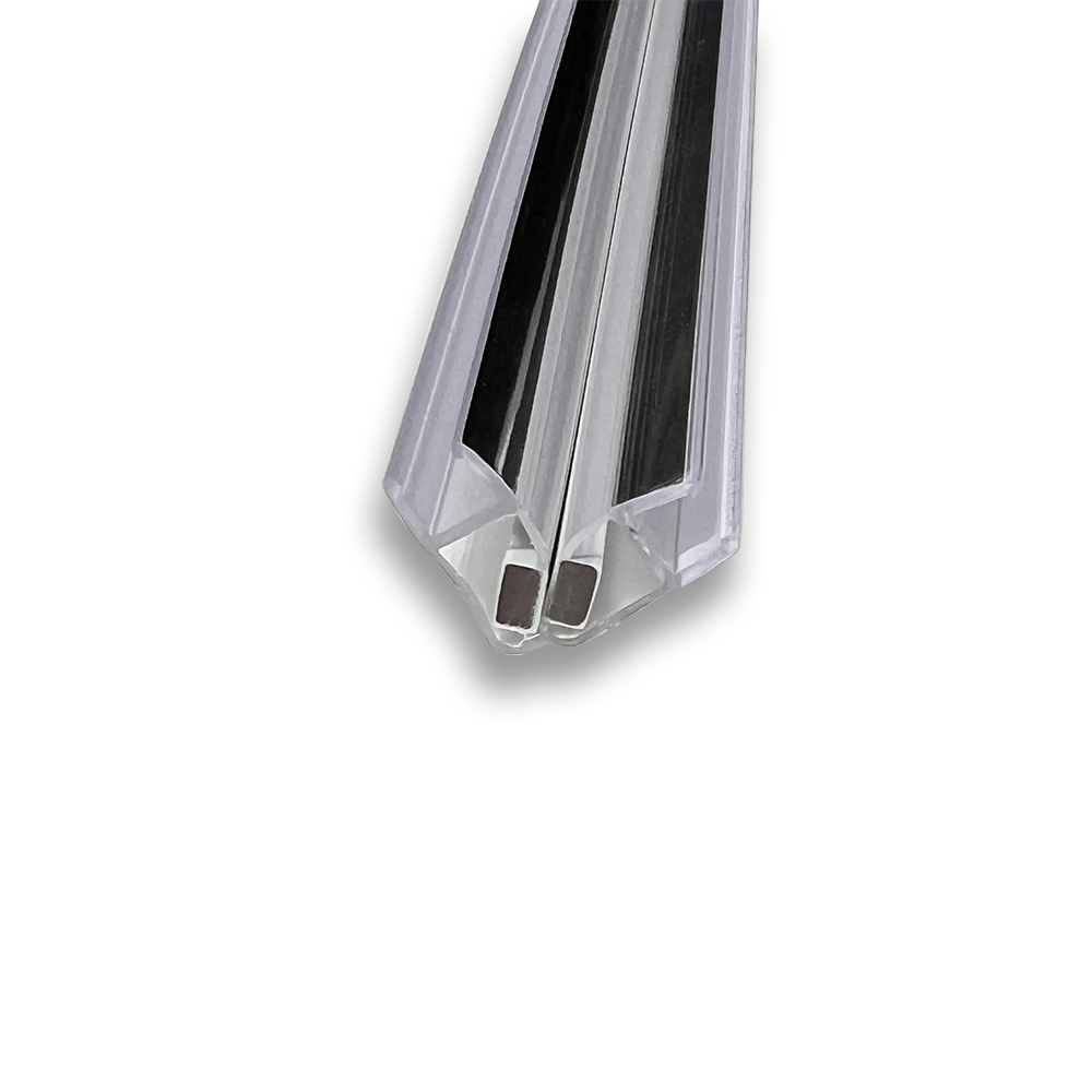 Gordon Glass&#174; Universal 45 Degree Shower Door Magnetic Seal with Chrome Trim Accent for 3/16" and 1/4" Glass Frameless Shower Doors  - 73" Long - Set
